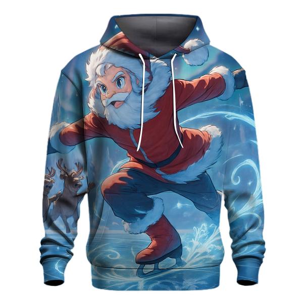 Frostbound Skate Santa embroidered hoodies