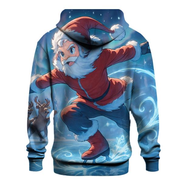 Frostbound Skate Santa embroidered hoodies
