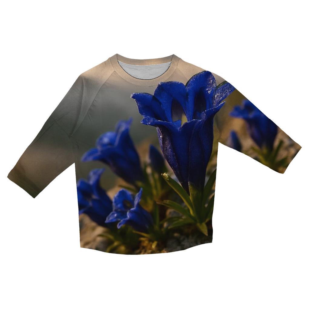 Alpine Gentian Study At Dawn stylish quarter sleeve tops