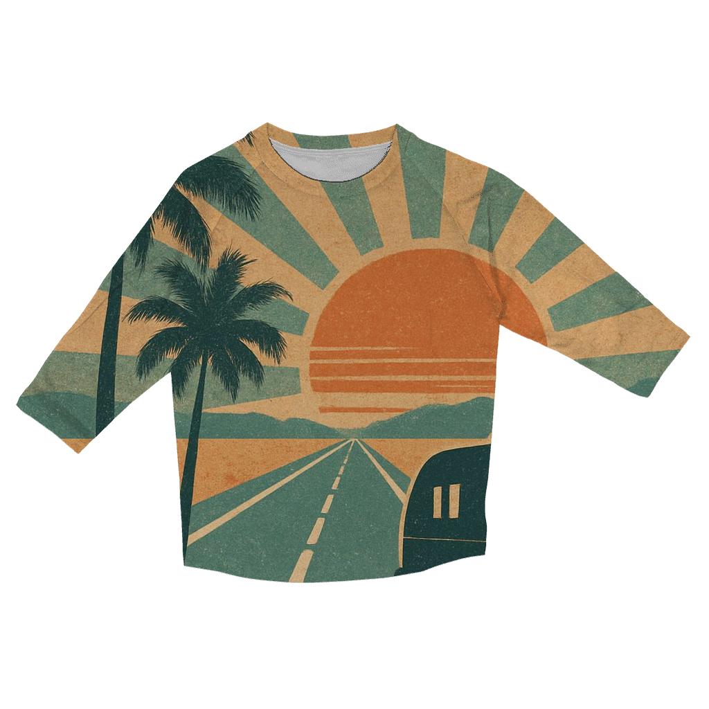 Sunset Highway Road Trip Poster cotton quarter sleeve shirts