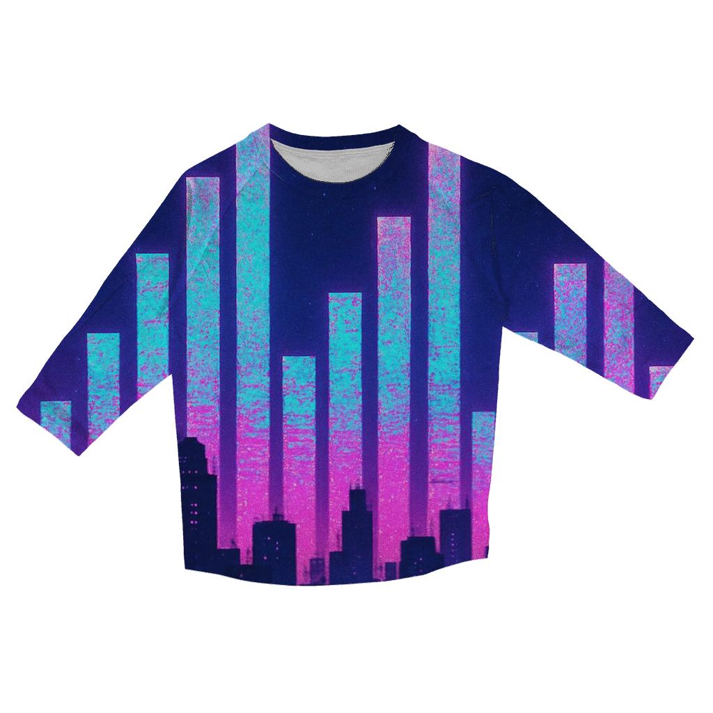 Neon Equalizer Skyline casual three quarter sleeve shirts