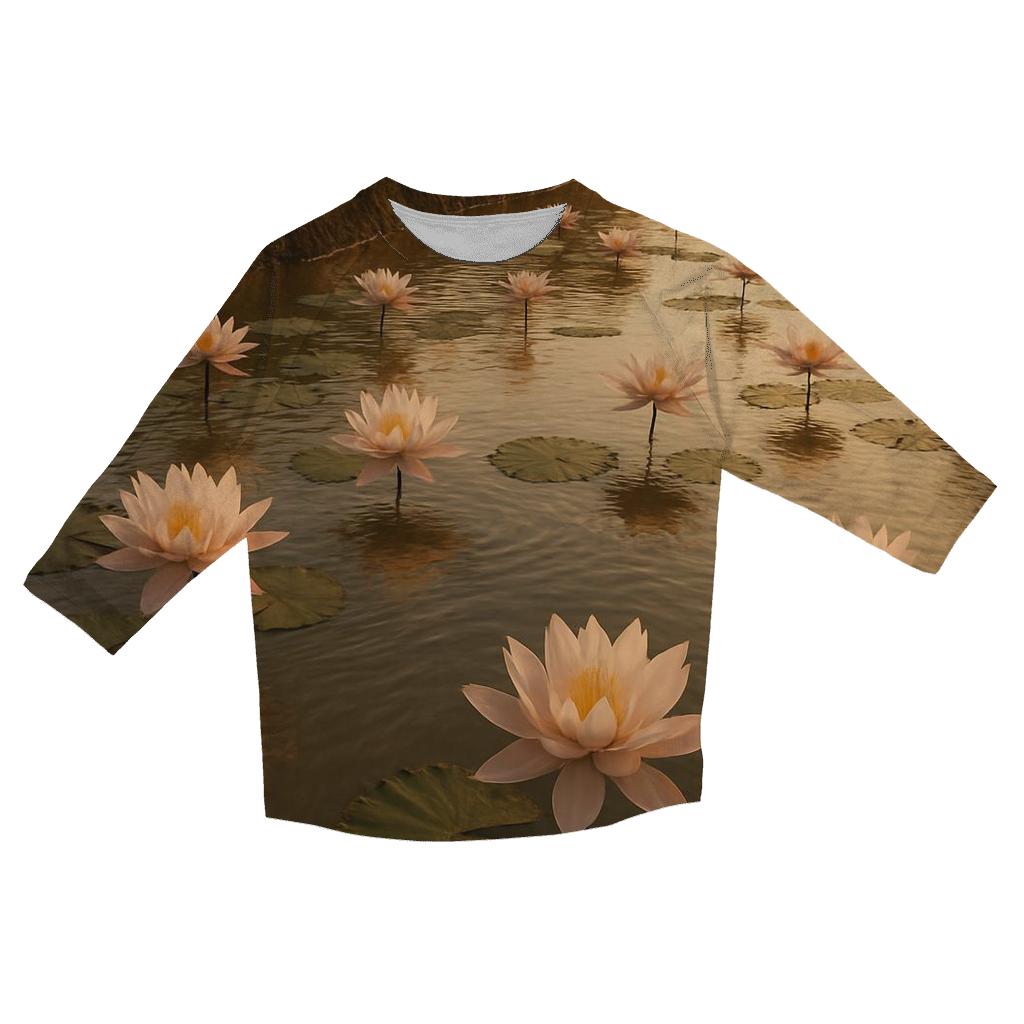Rice Paddy Water Lily Reflection cotton quarter sleeve shirts