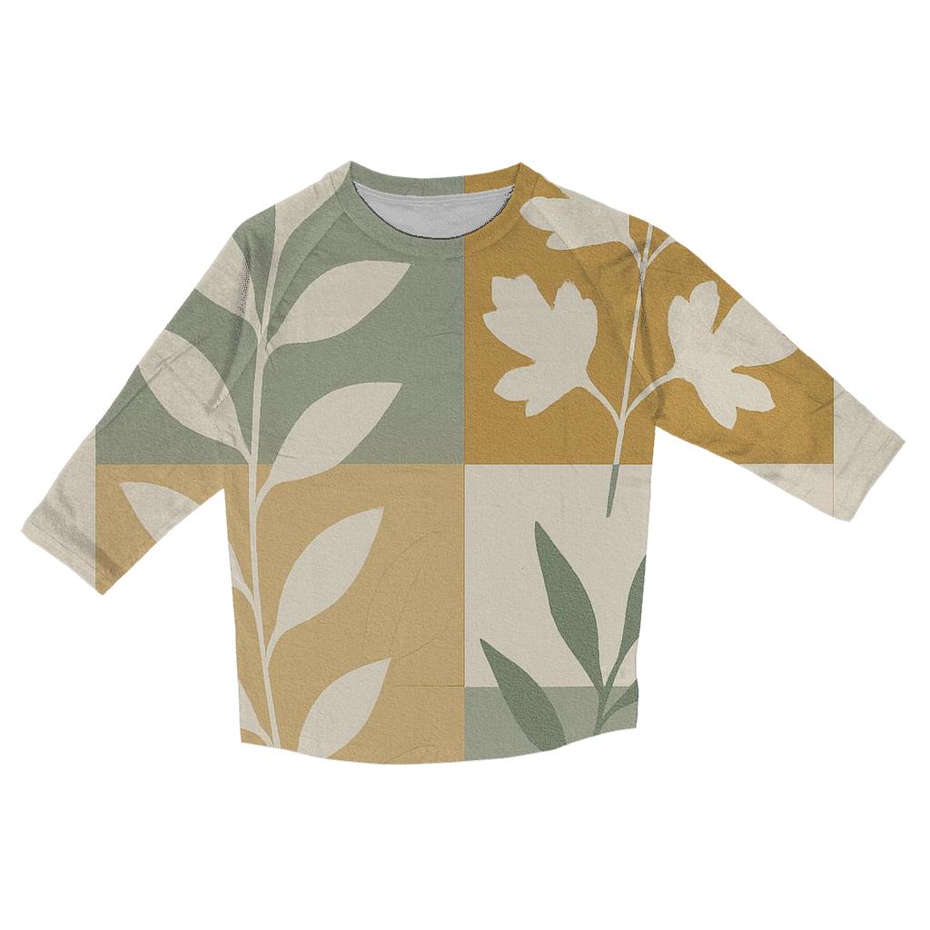 Botanical Geometry Collage designer 3/4 sleeve blouses