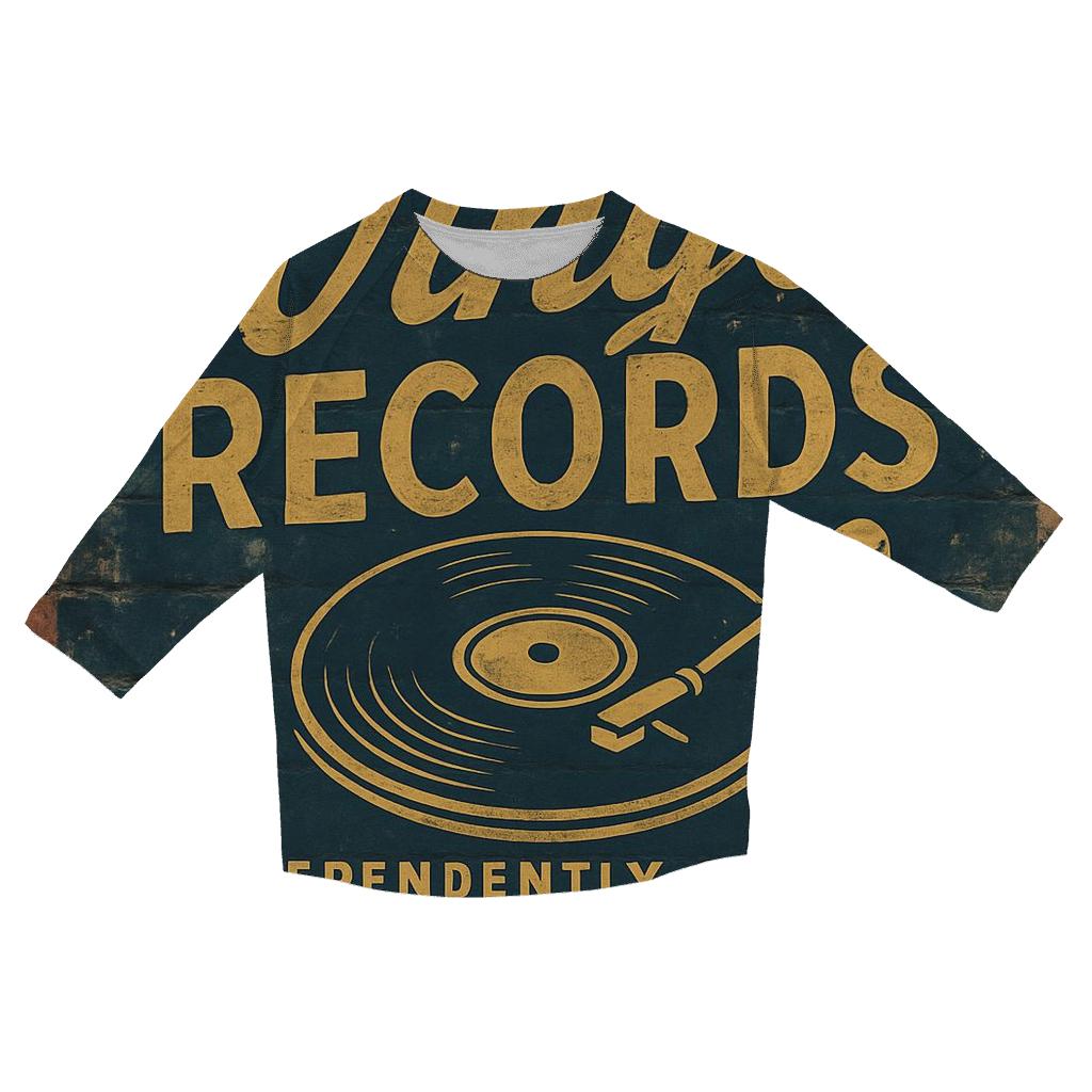Vintage Vinyl Record Shop Sign stylish quarter sleeve tops