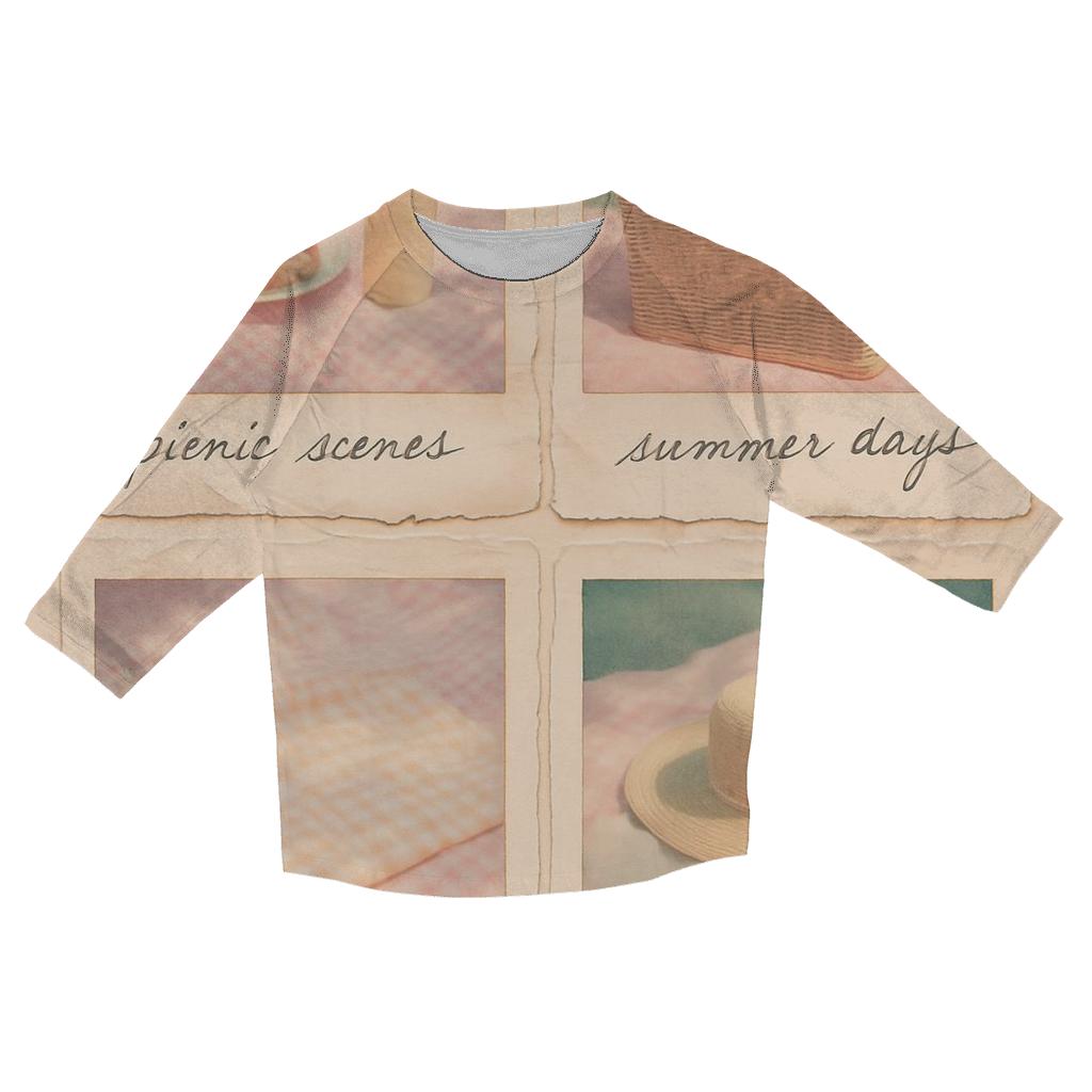 Polaroid Summer Picnic Collage custom 3/4 sleeve shirts