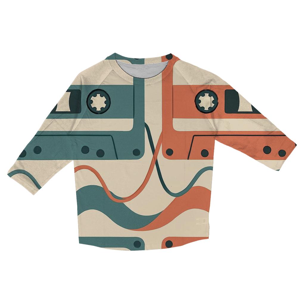 Cassette Tape Wave fashion 3/4 sleeve shirts