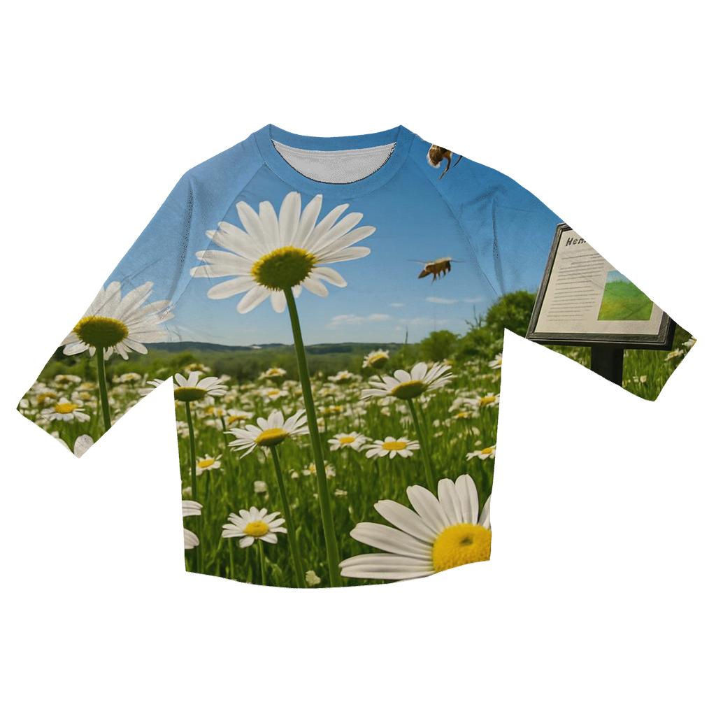 Sundrenched Meadow Of Oxeye Daisies stylish quarter sleeve tops