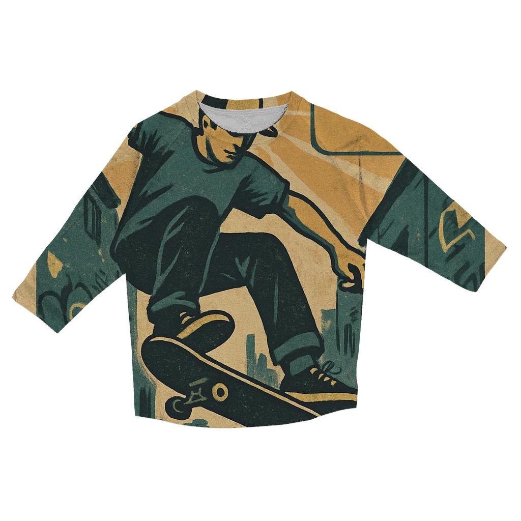 Retro Skateboard Alley stylish quarter sleeve tops