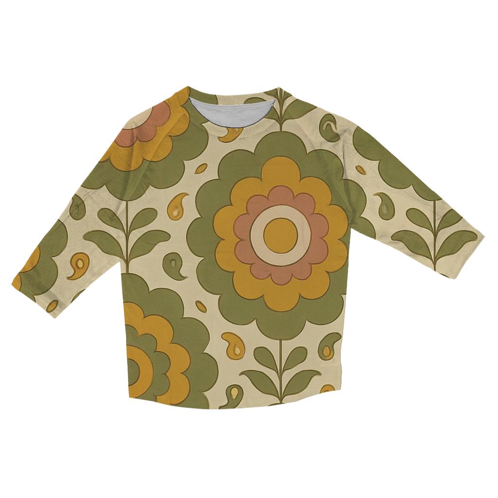 Groovy Flower Medallion printed three quarter sleeve shirts