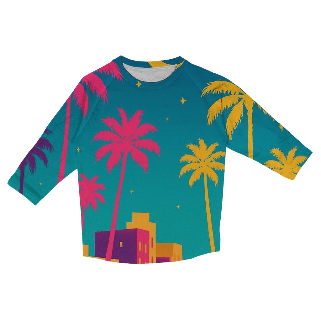 Miami Night Palms designer 3/4 sleeve blouses