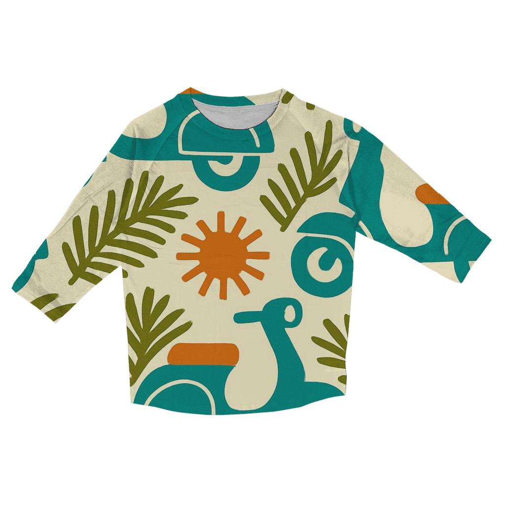 Tropical Scooter Pop stylish quarter sleeve tops