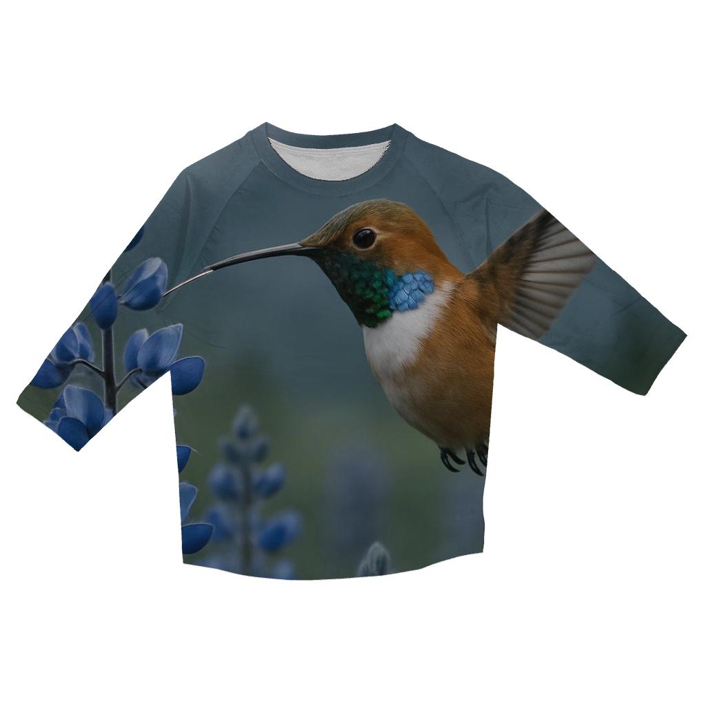 Alpine Nectar Hover — Rufous Hummingbird printed three quarter sleeve shirts