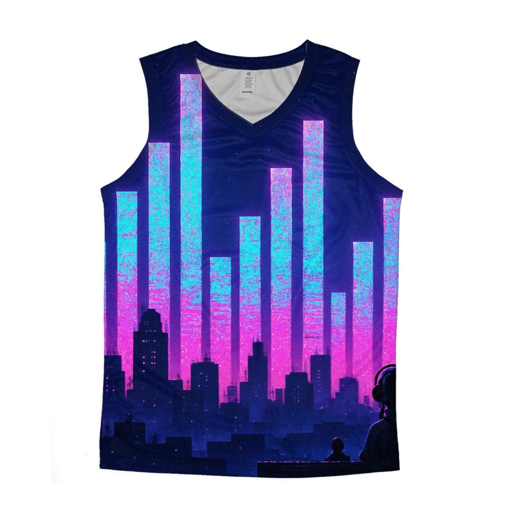 Neon Equalizer Skyline designer workout tanks