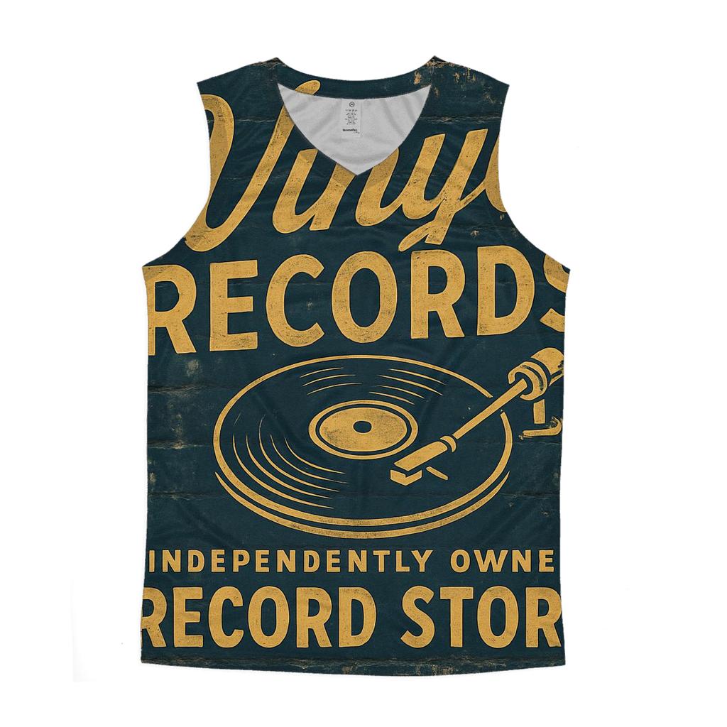 Vintage Vinyl Record Shop Sign cotton sleeveless tops