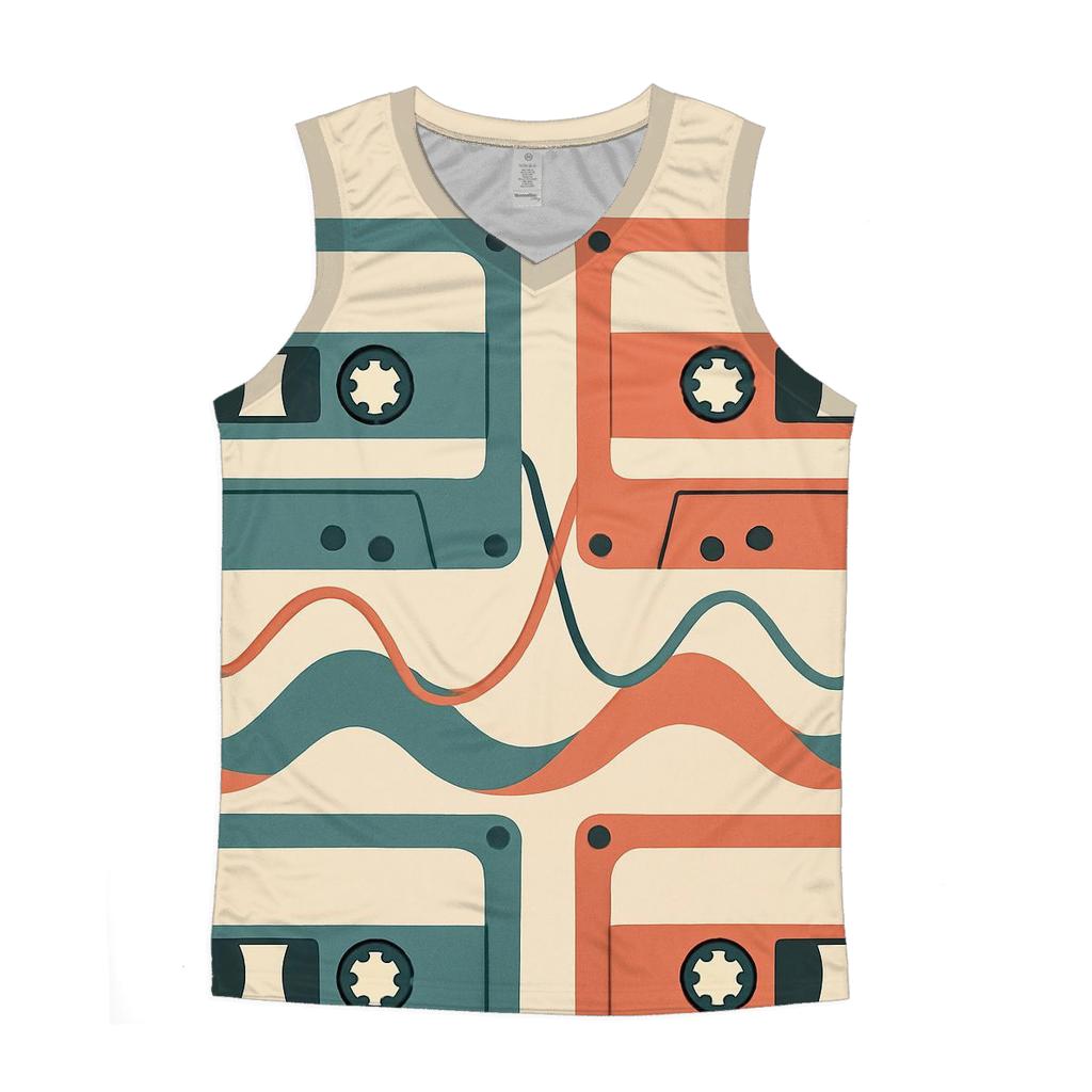 Cassette Tape Wave graphic print tank tops