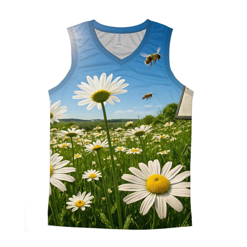 Sundrenched Meadow Of Oxeye Daisies personalized athletic tanks