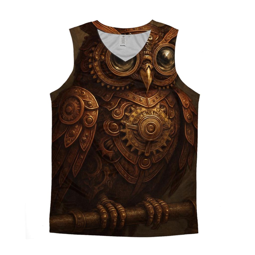 Steampunk Mechanical Owl sports performance tank tops