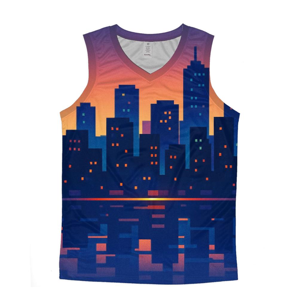 Pixel Skyline Glow casual summer tank tops