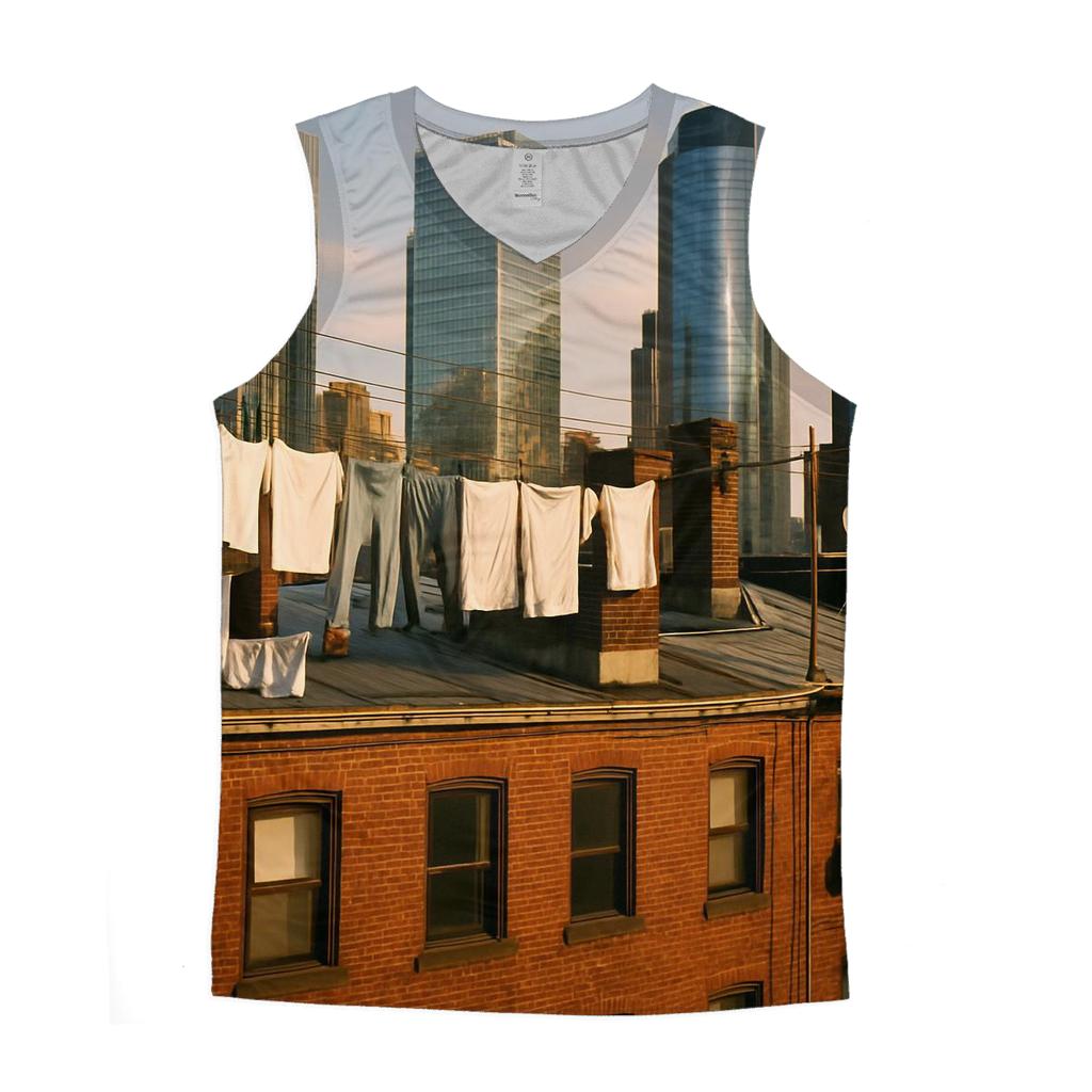 Historic Tenement Foreground Against Modern Glass casual summer tank tops