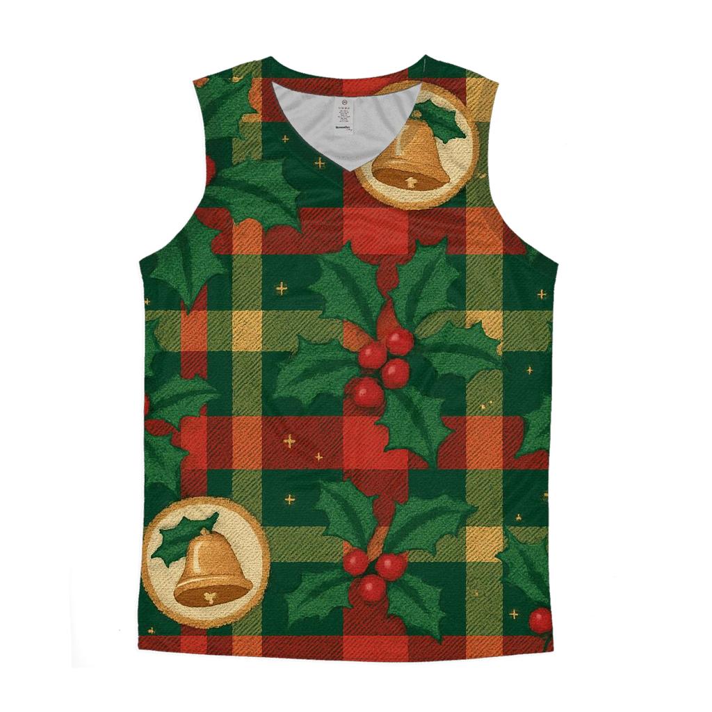 Holly Jingle Plaid Design cotton sleeveless tops