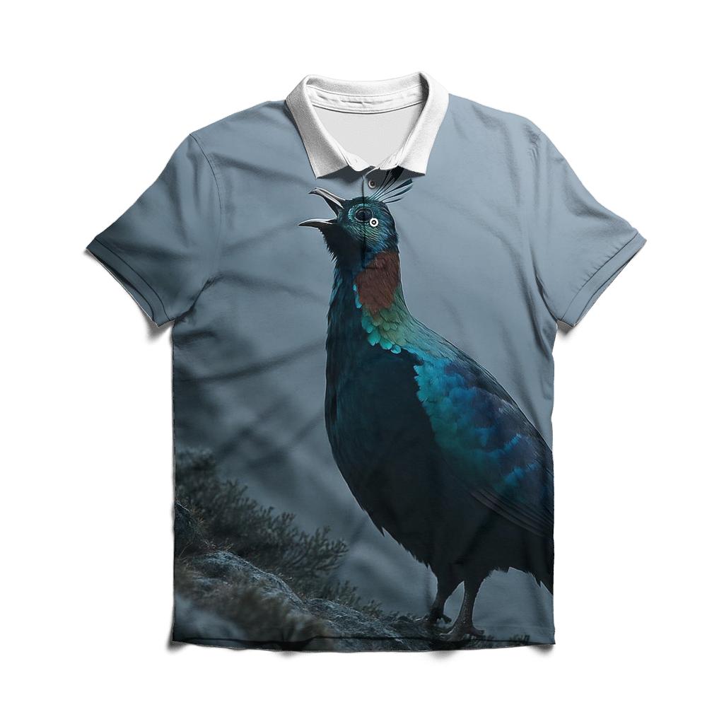 Misty Ridge Caller — Himalayan Monal premium cotton polo shirts