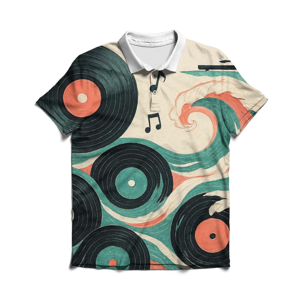Vinyl Wave Collage stylish collar polo tees