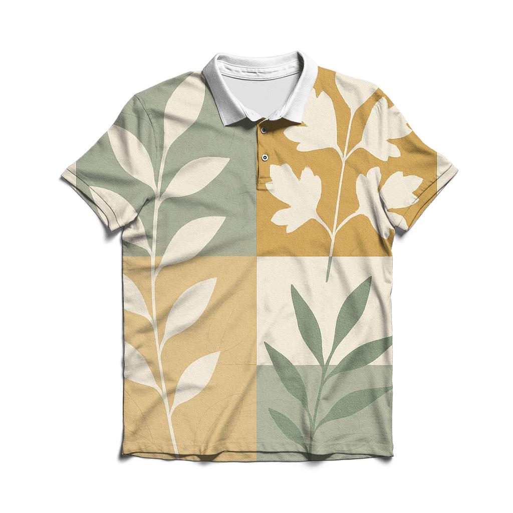 Botanical Geometry Collage casual sports polo shirts