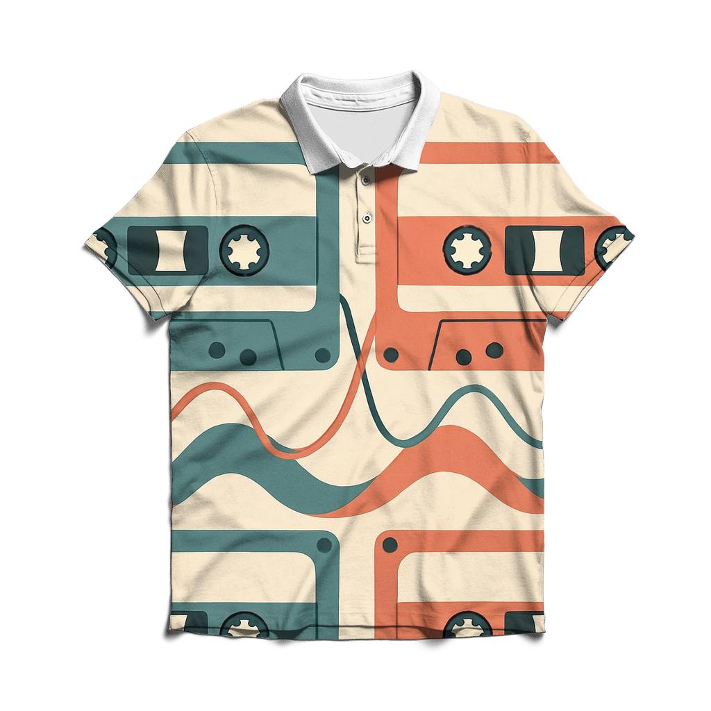Cassette Tape Wave embroidered polo tops