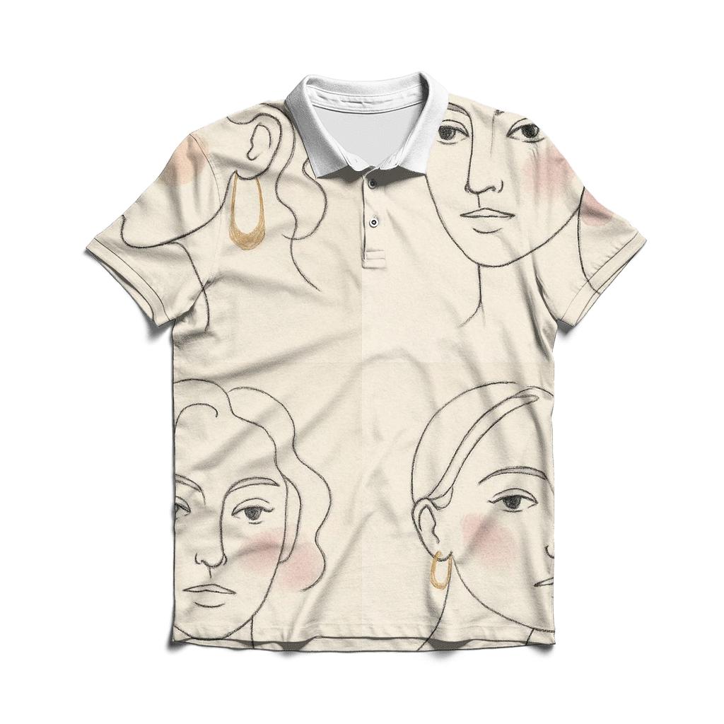 Minimal Line Portraits personalized polo shirts
