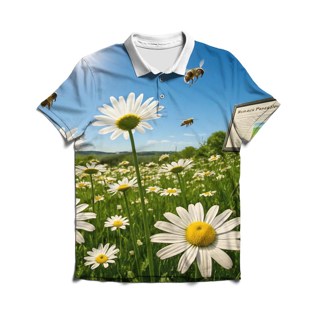 Sundrenched Meadow Of Oxeye Daisies custom polo shirts