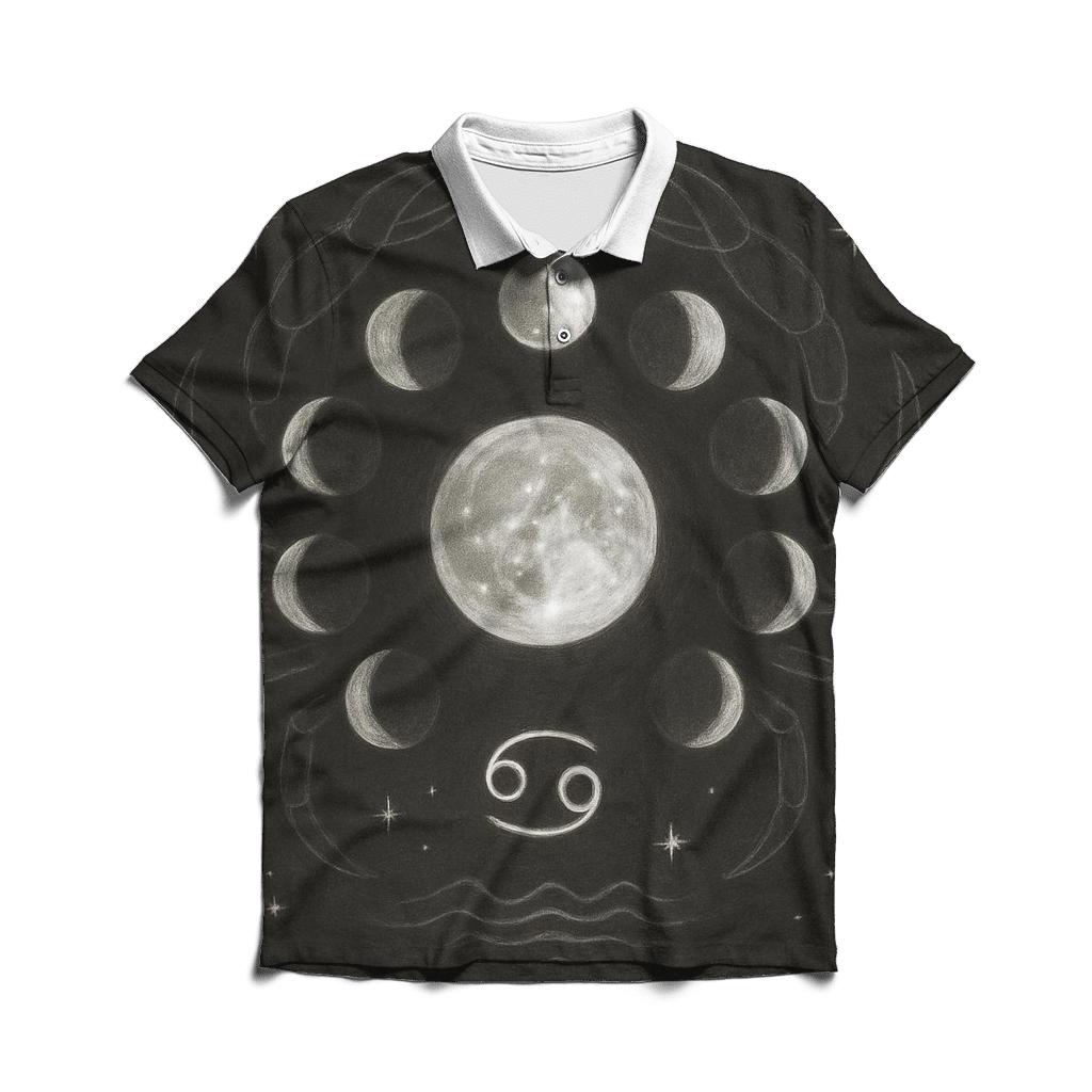 Cancer Moon Phase Cycle casual sports polo shirts