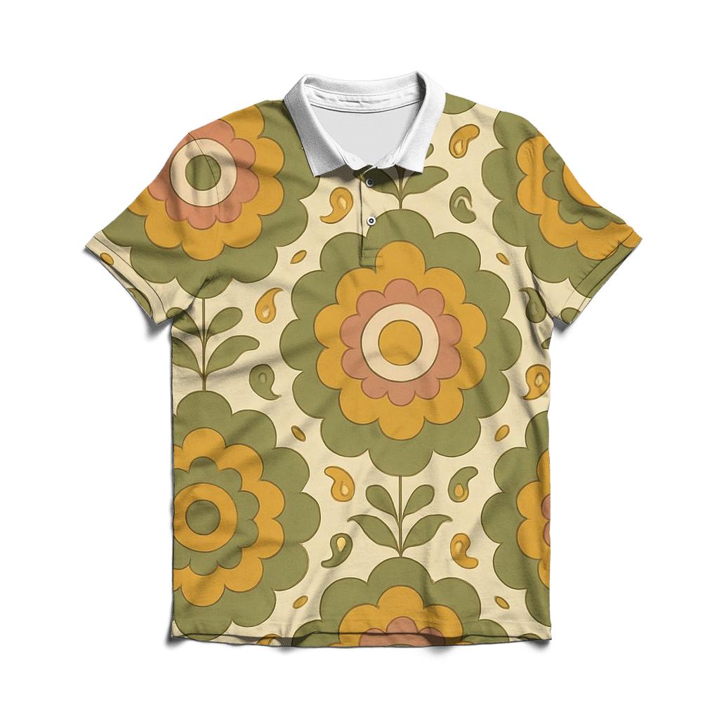 Groovy Flower Medallion stylish collar polo tees