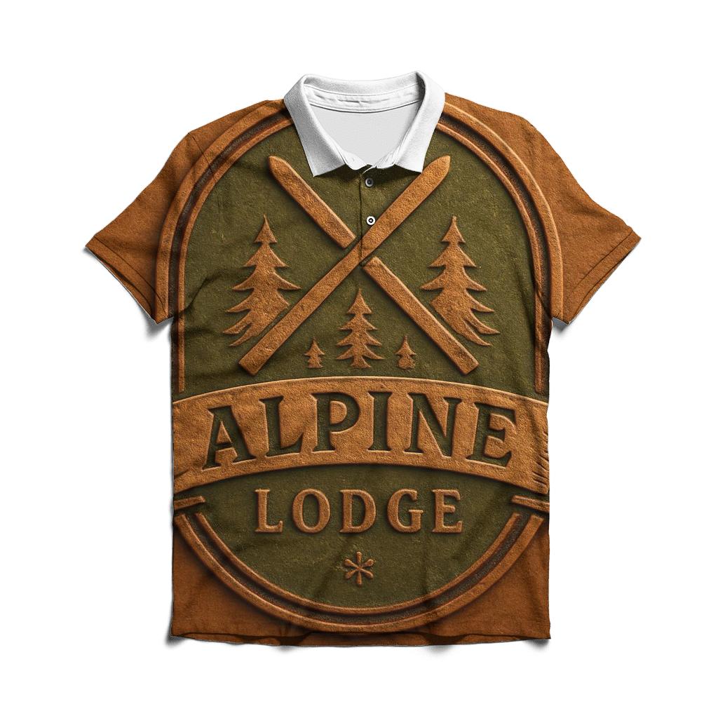 Rustic Mountain Lodge Crest stylish collar polo tees