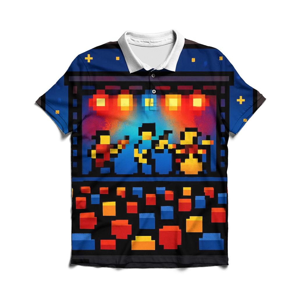 Pixel Concert Night stylish collar polo tees