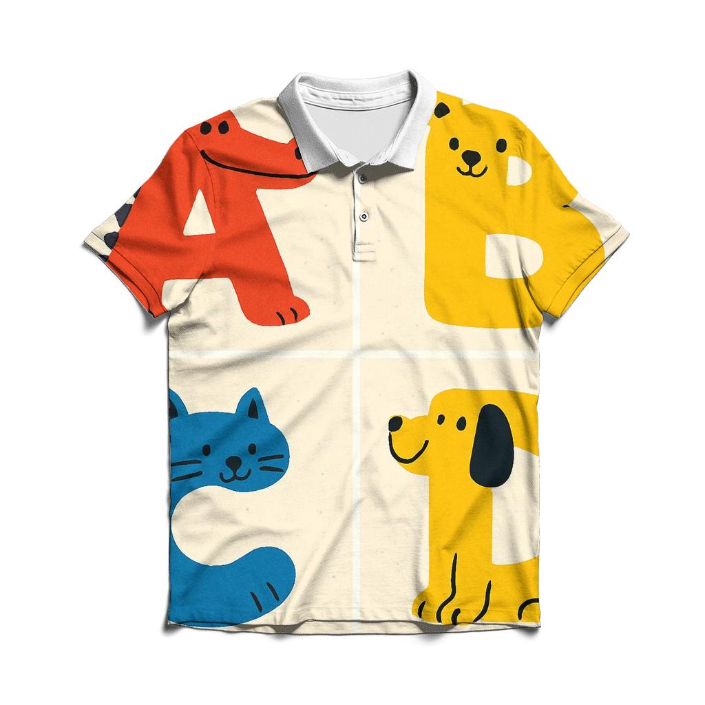 Playful Animal Alphabet casual sports polo shirts