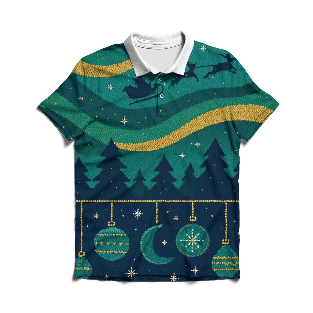 Northern Lights Ornament Band Design embroidered polo tops