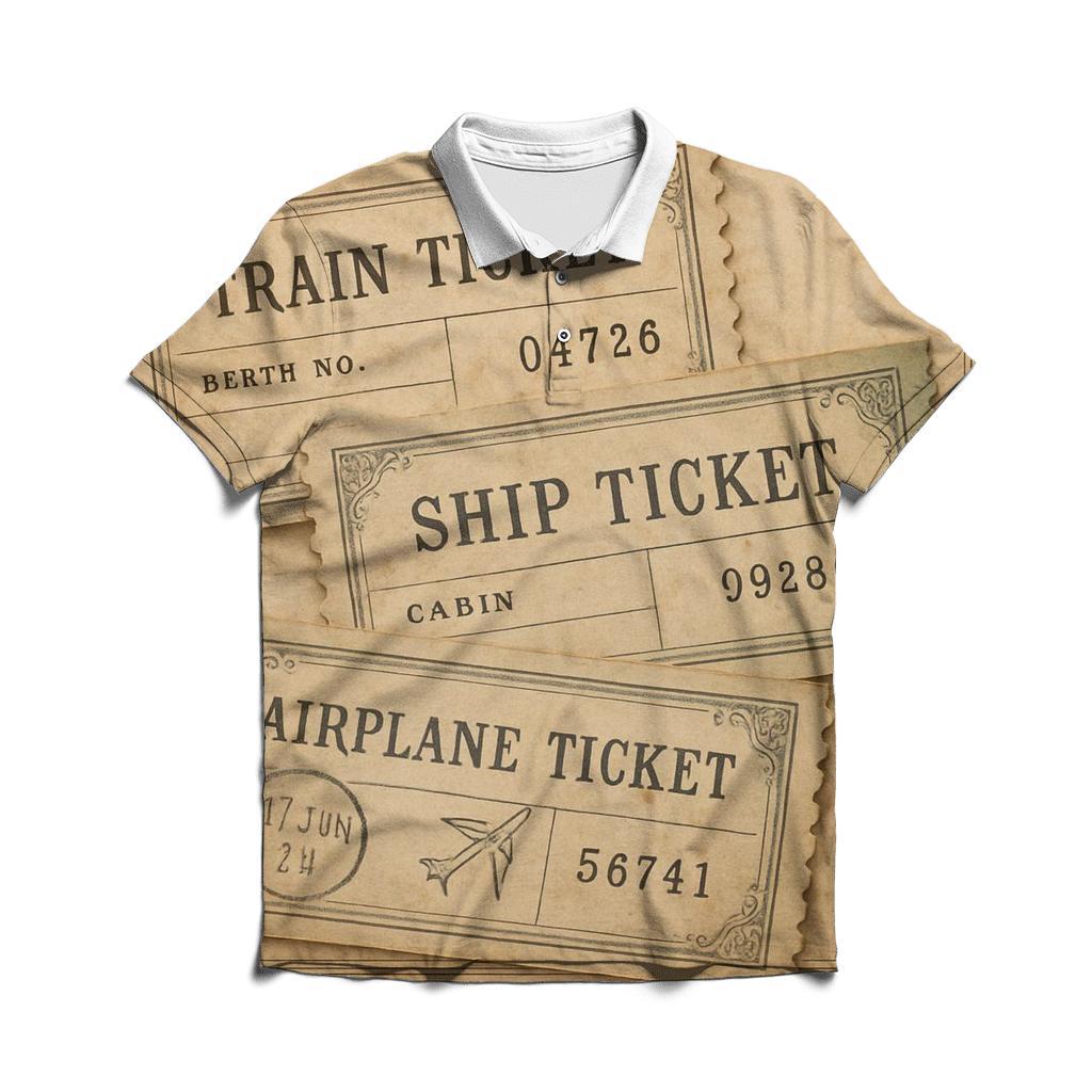 Antique Travel Ticket Stubs custom polo shirts