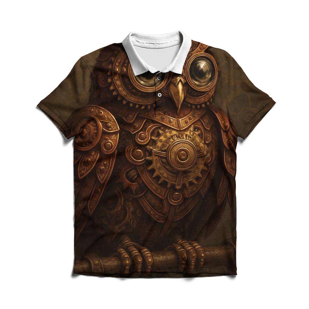 Steampunk Mechanical Owl custom polo shirts
