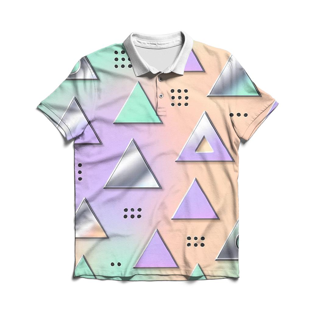 Chrome Triangle Pattern embroidered polo tops