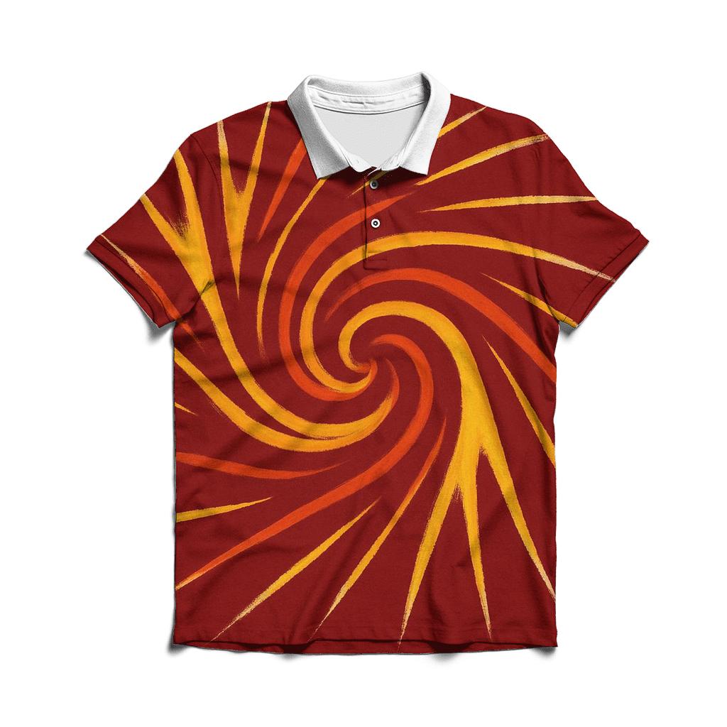 Solar Flare Radial Spiral branded logo polo shirts