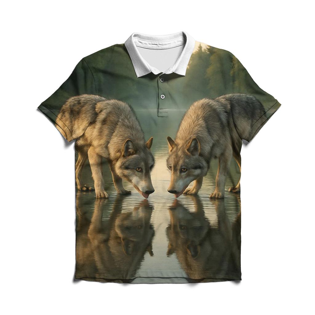 Riverbank Reflection Pair personalized polo shirts