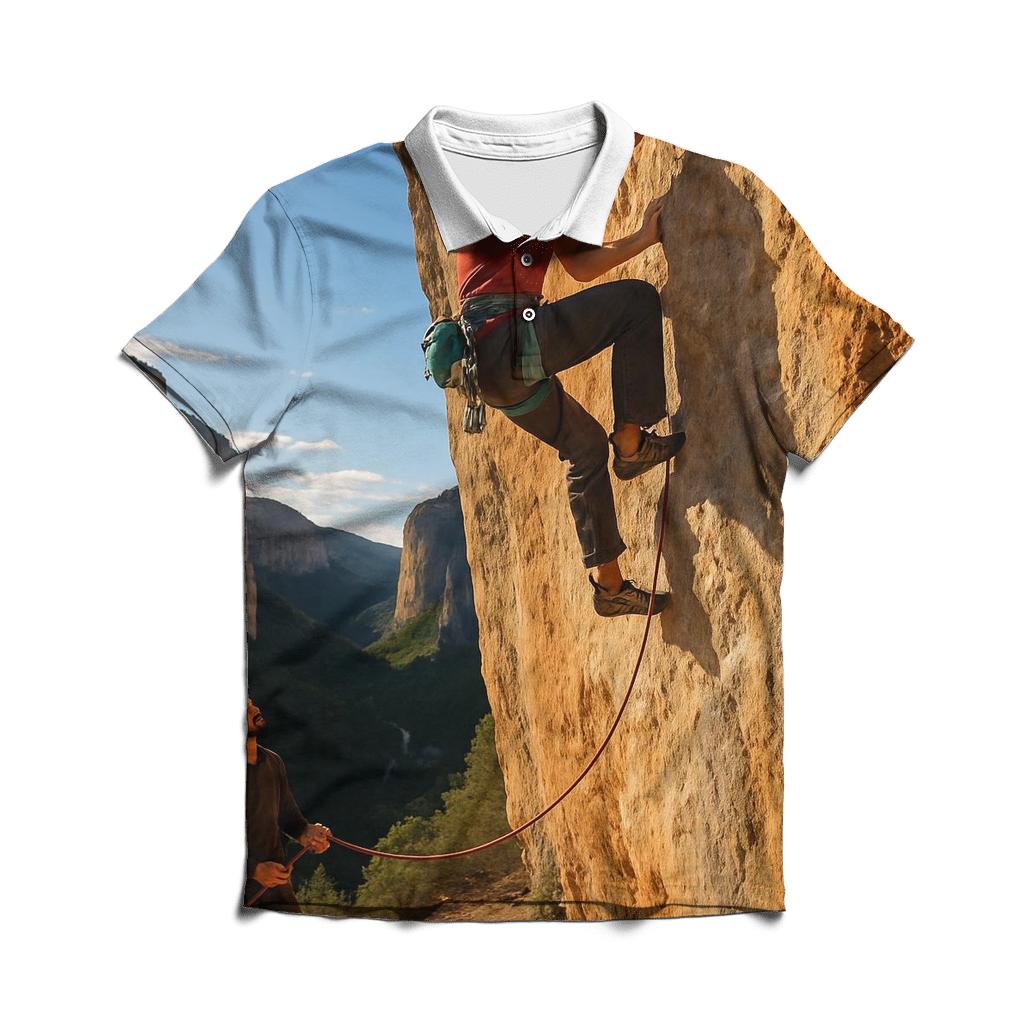 Cliff Face Rock Climb casual sports polo shirts