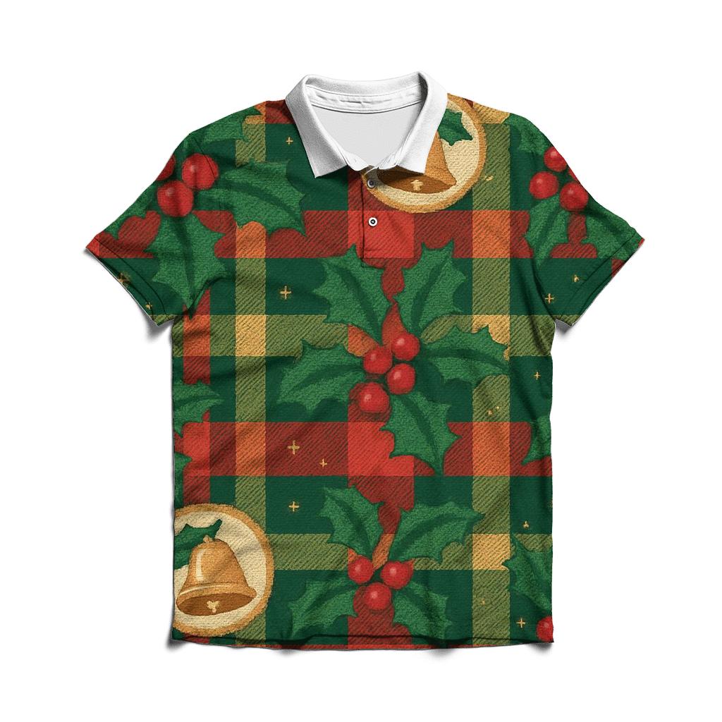Holly Jingle Plaid Design designer slim fit polos