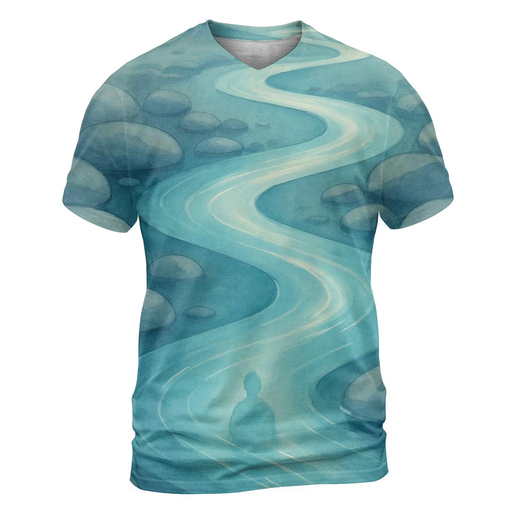 Flowing Passage artistic all-over print tops