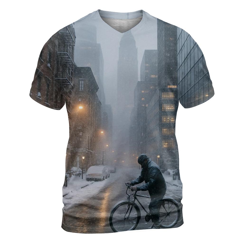 Snowbound Midtown Perspective From A Quiet Side Street creative print fashion shirts