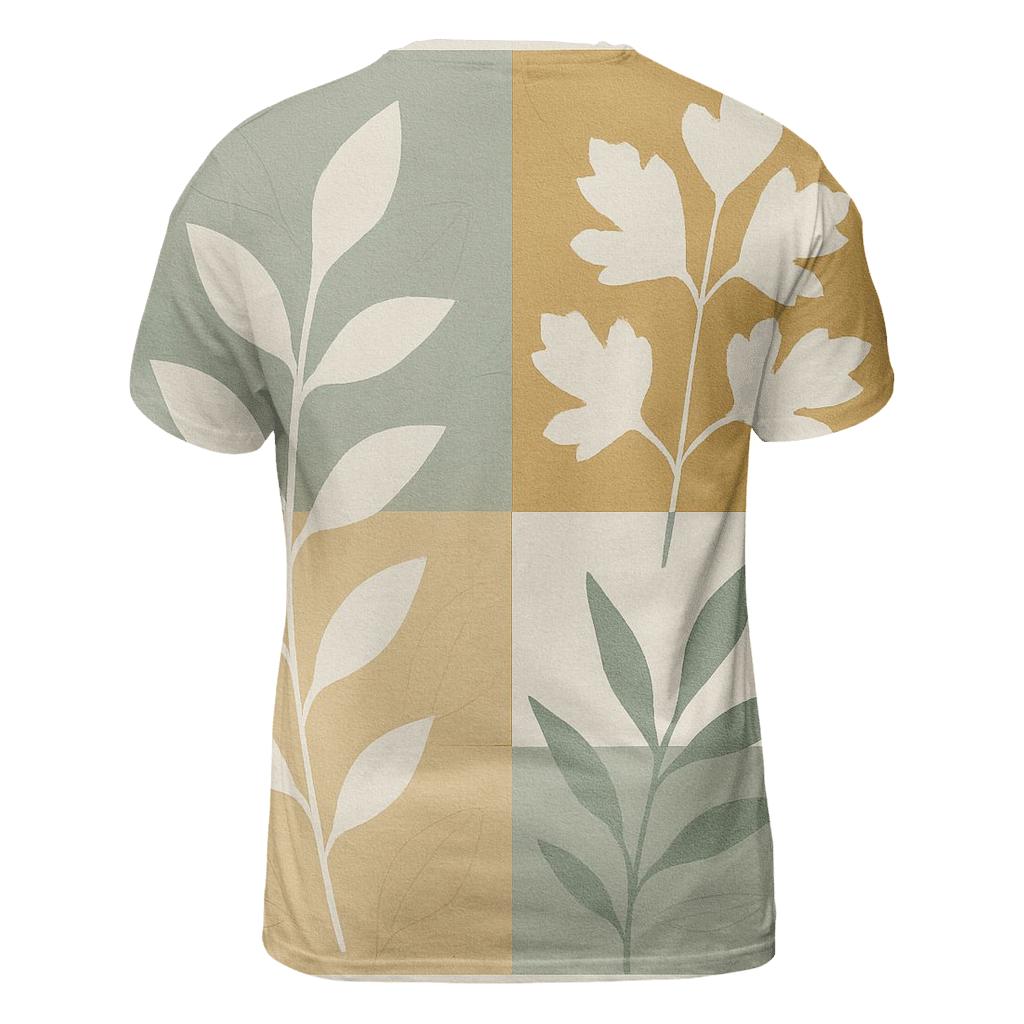 Botanical Geometry Collage artistic all-over print tops