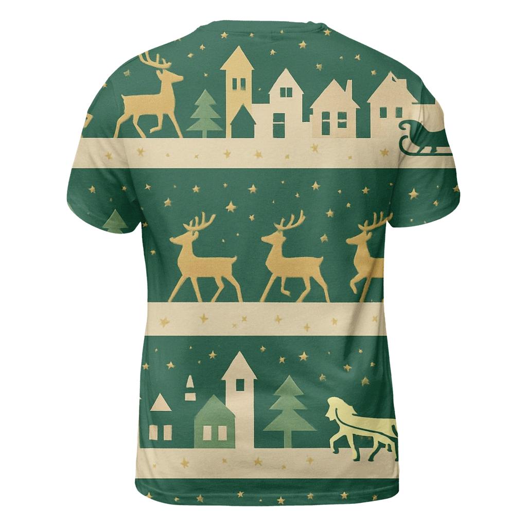 Reindeer Skyline Patchwork Design unique graphic print tees