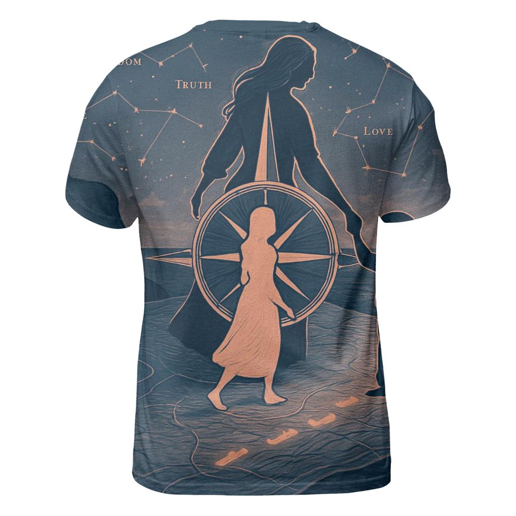 The Heart Compass vibrant all-over design tees
