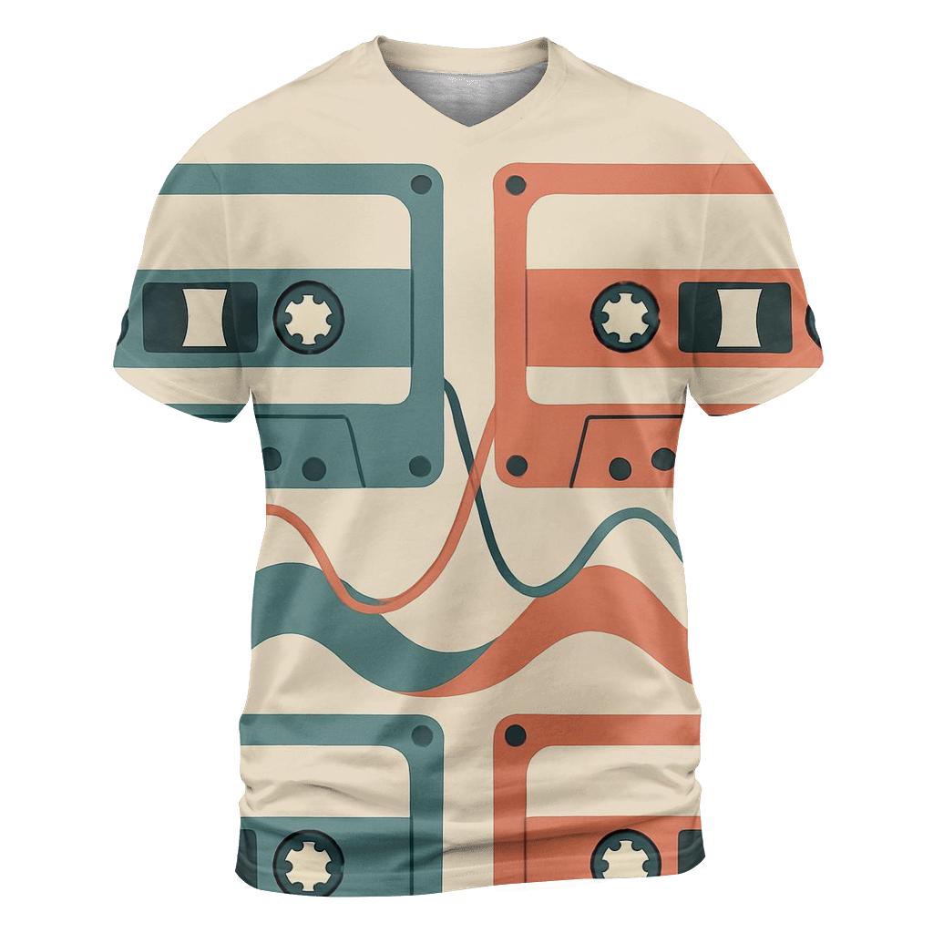 Cassette Tape Wave creative print fashion shirts