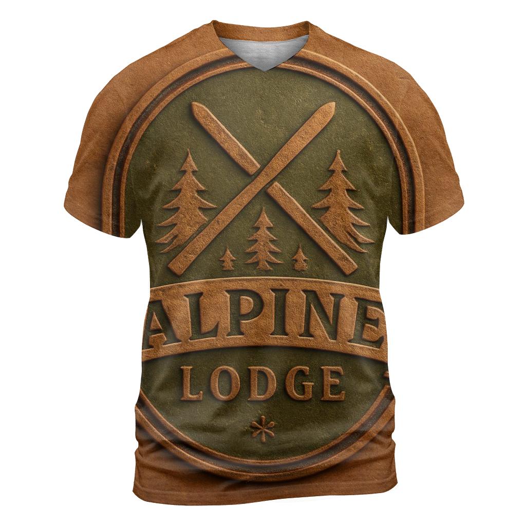 Rustic Mountain Lodge Crest unique graphic print tees